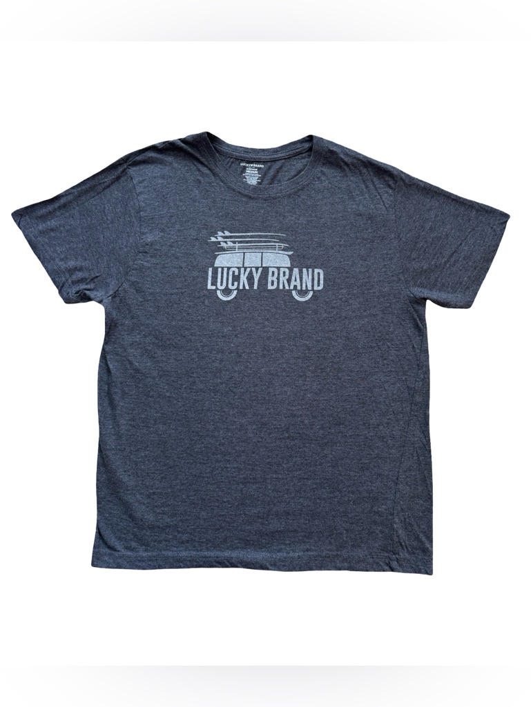 Lucky Brand Mens Grey Graphic Surf Van Tee